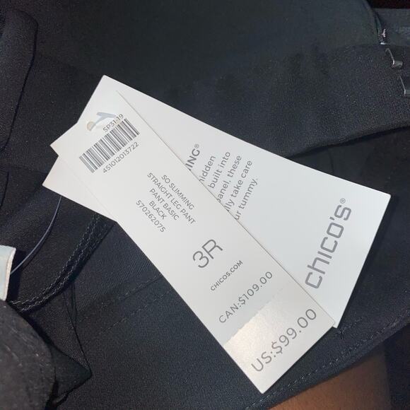 Chico's So Slimming Straight Leg Pants Basic Black Sz 16R/Chico's sz 3R NWTs - Picture 12 of 15